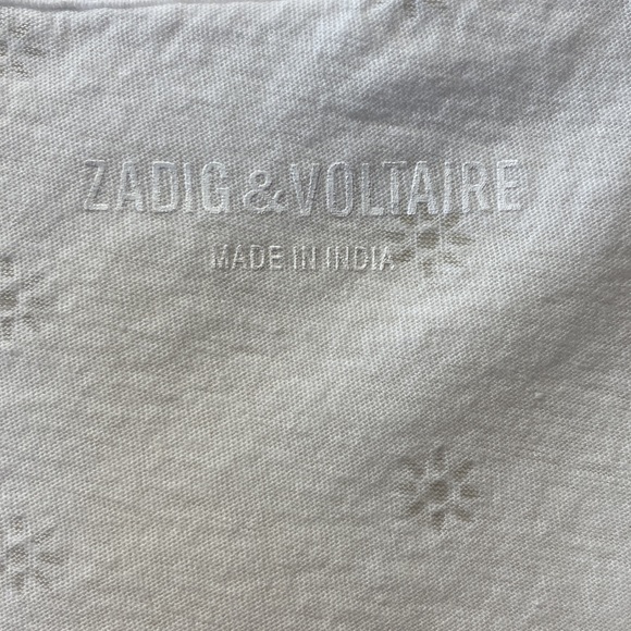 Zadig&Voltaire Paris brand white dotted print pattern women’s tshirt, size small - Picture 3 of 7